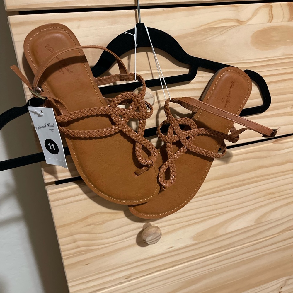 Universal Thread Cognac Braided Strappy Sandals